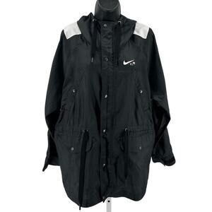 NikeLab X Riccardo Tisci Rain Jacket Mens M Black Windbreaker Hooded Snap Zip Up